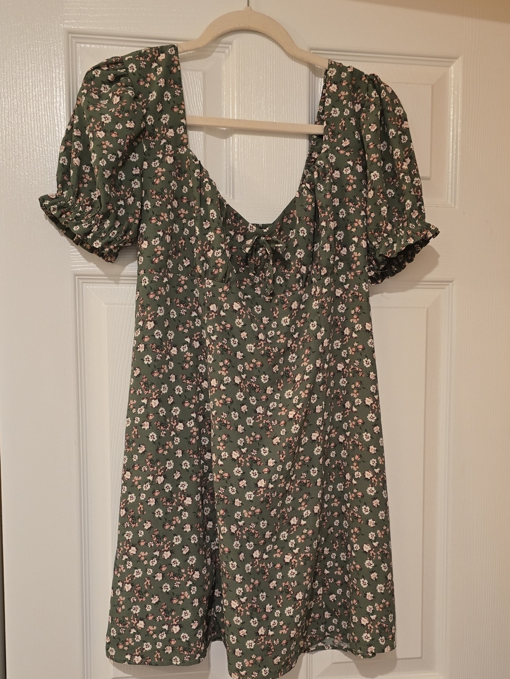Altar'd State Green Floral Tie-Front Babydoll Dress